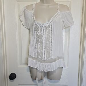 Elegant Ivory Off-Shoulder Women's Top